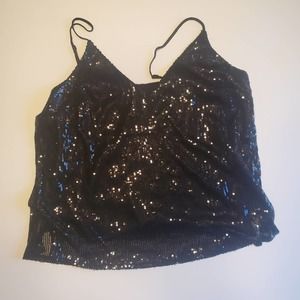 Women's Black Sequined Camisole/Tank - A New Day, Size Small